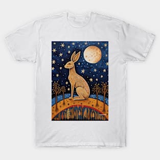 Moonlit Reverie: The Hare's Serenity T-Shirt